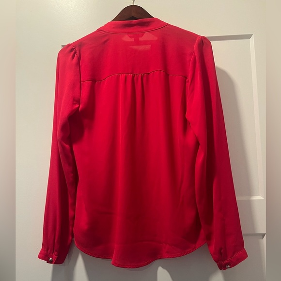 Candie's Red Embellished Long Sleeve Blouse with Mandarin Collar - Picture 5 of 6